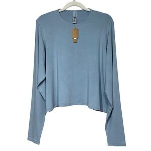 SKIMS New Vintage Long Sleeve Cropped T-Shirt Denim 4X